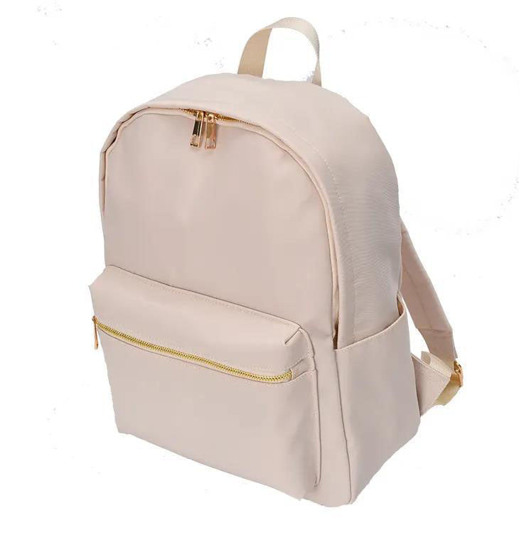 Waterproof Backpack Casual School Bag Large Capacity Solid Color Nylon Storage Bag For Student