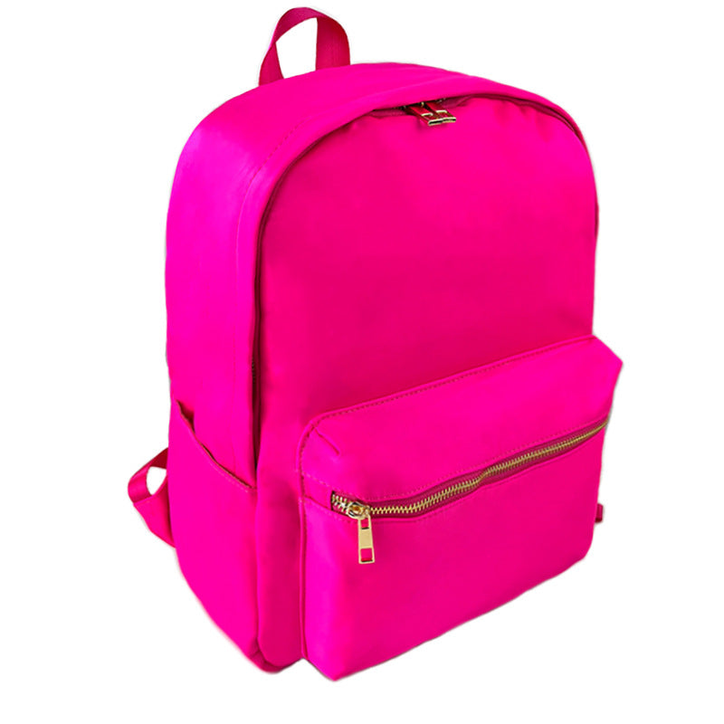 Waterproof Backpack Casual School Bag Large Capacity Solid Color Nylon Storage Bag For Student