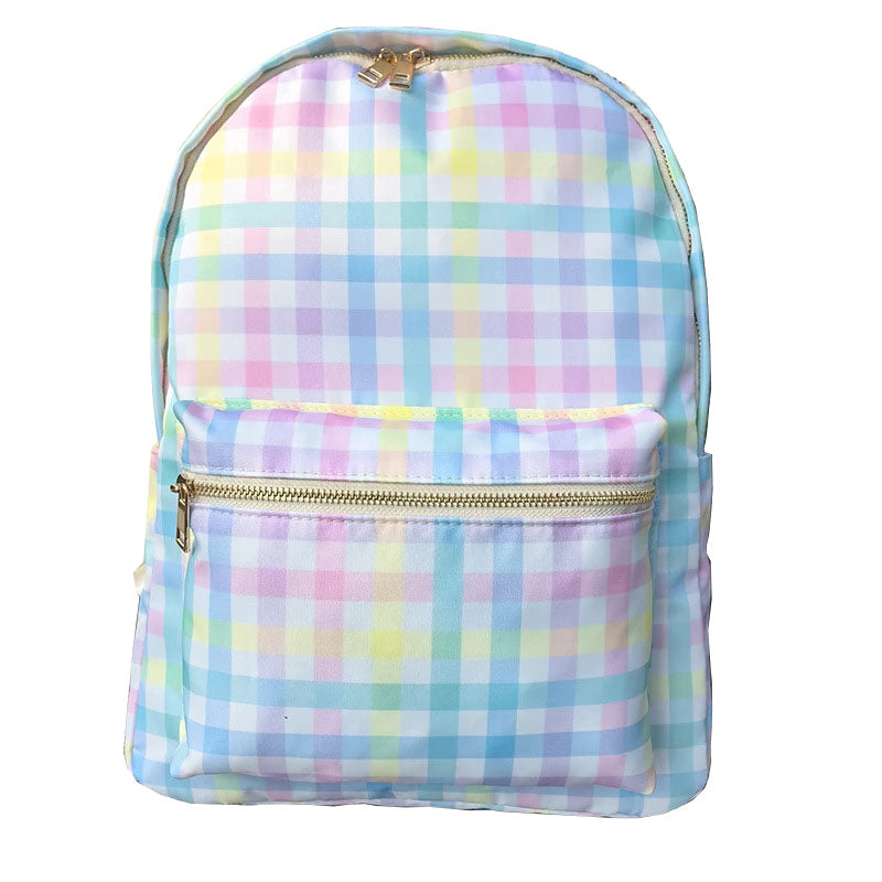 Waterproof Backpack Casual School Bag Large Capacity Solid Color Nylon Storage Bag For Student