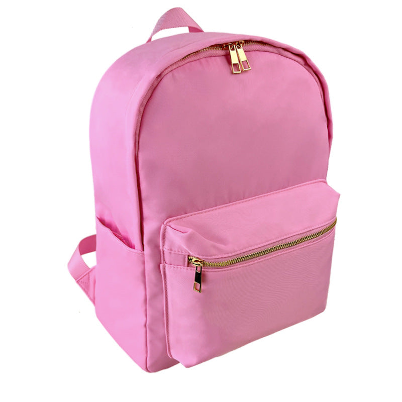 Waterproof Backpack Casual School Bag Large Capacity Solid Color Nylon Storage Bag For Student