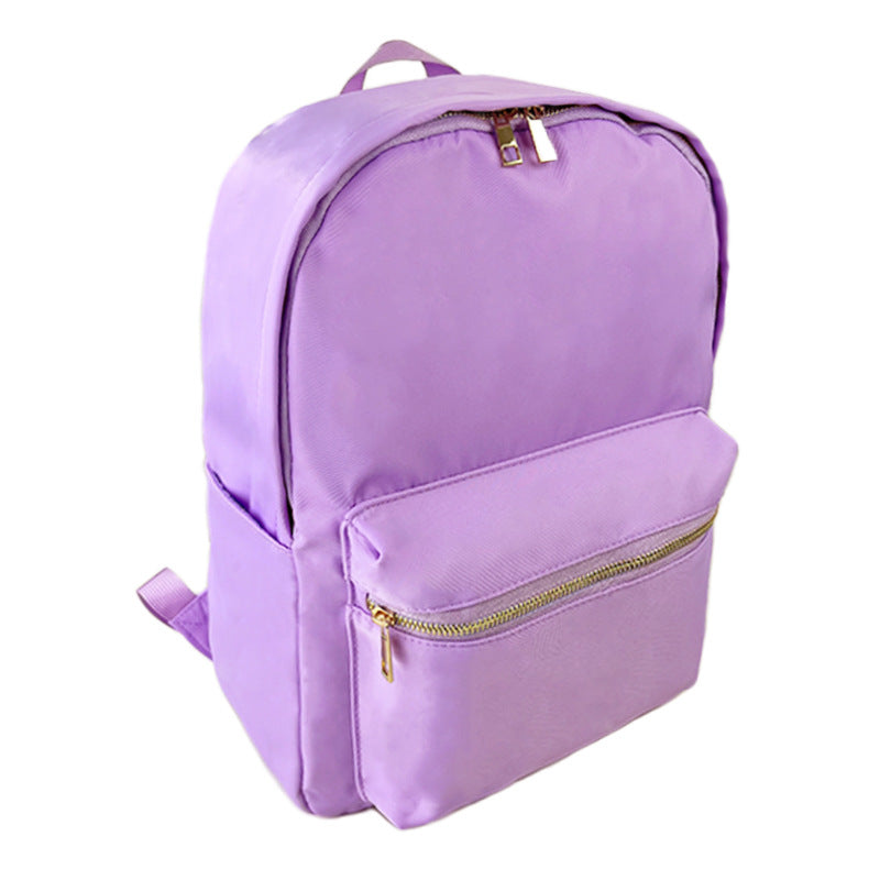 Waterproof Backpack Casual School Bag Large Capacity Solid Color Nylon Storage Bag For Student