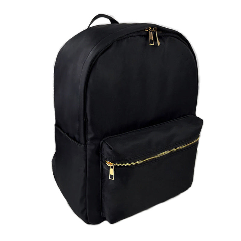 Waterproof Backpack Casual School Bag Large Capacity Solid Color Nylon Storage Bag For Student