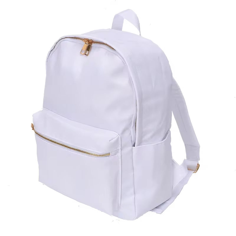 Waterproof Backpack Casual School Bag Large Capacity Solid Color Nylon Storage Bag For Student