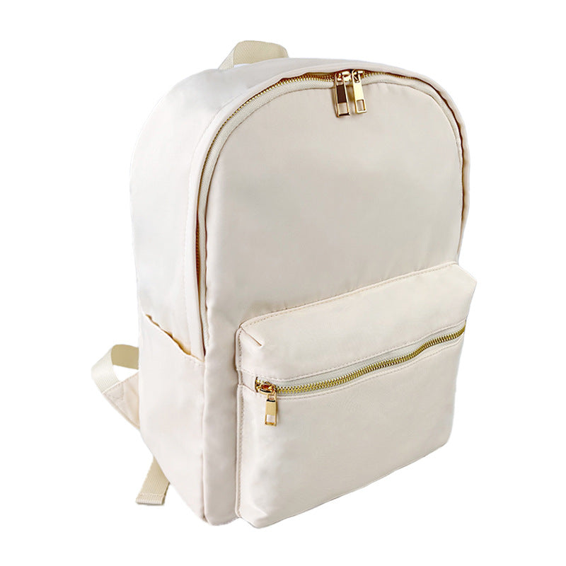 Waterproof Backpack Casual School Bag Large Capacity Solid Color Nylon Storage Bag For Student