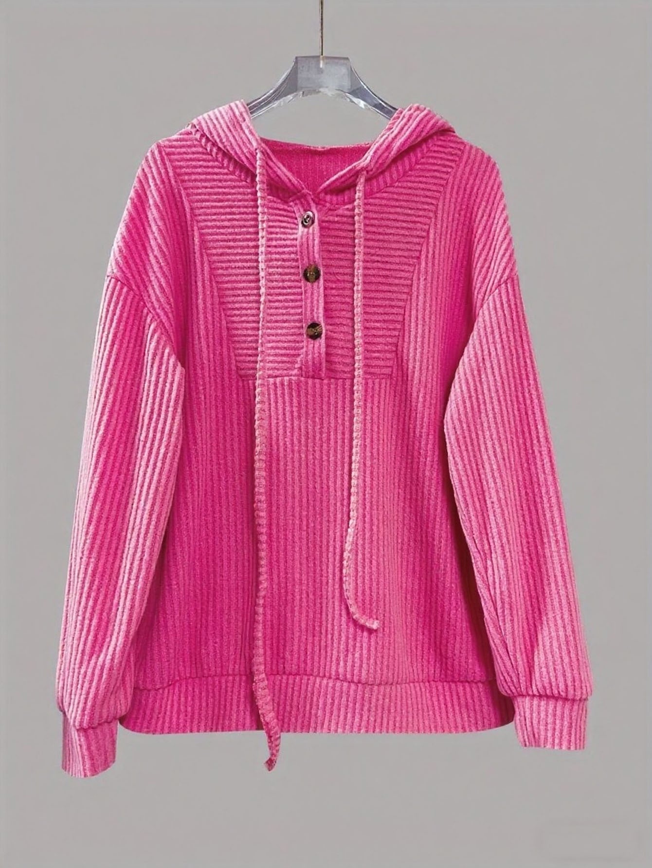 Solid color hooded long-sleeved sweatshirt