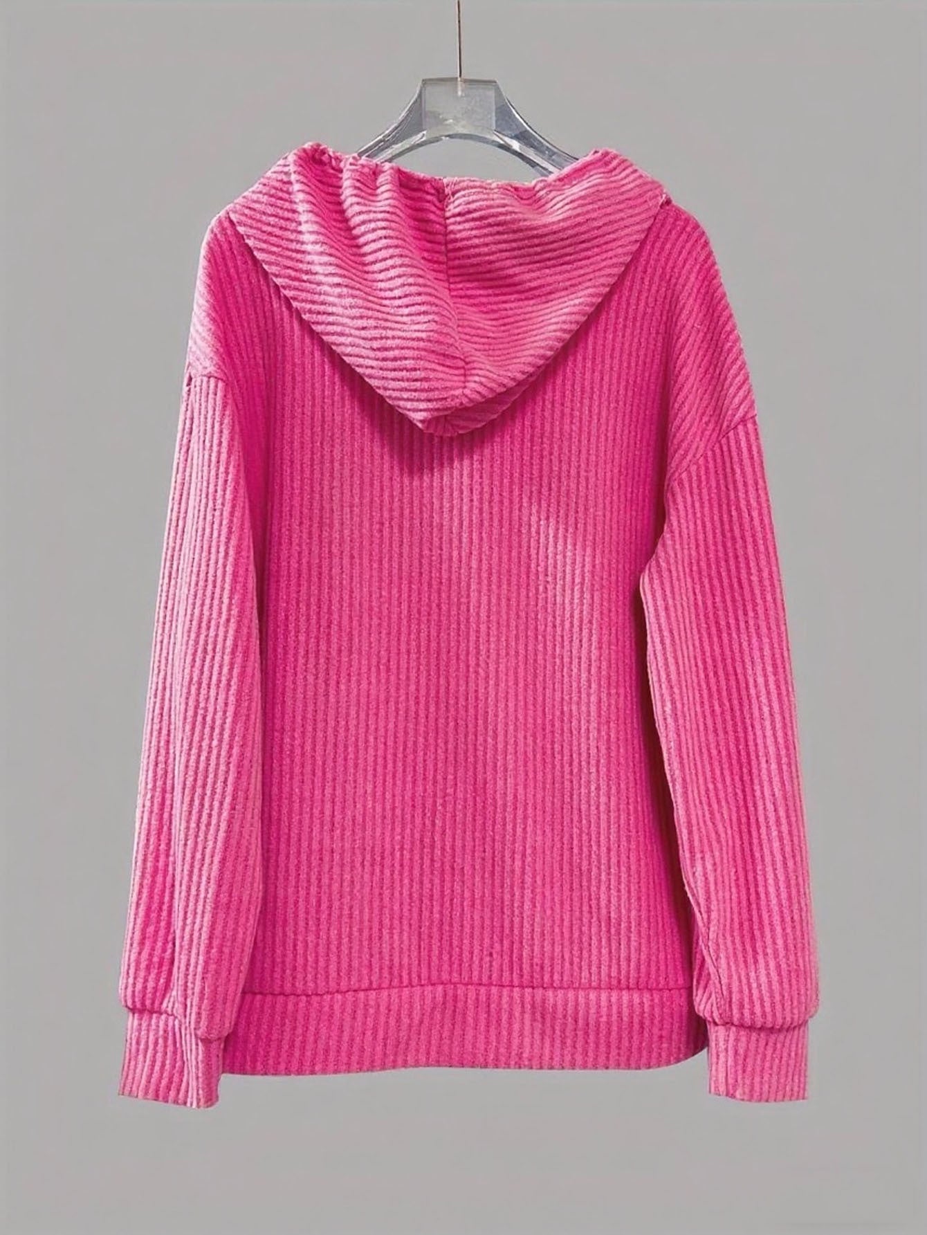 Solid color hooded long-sleeved sweatshirt