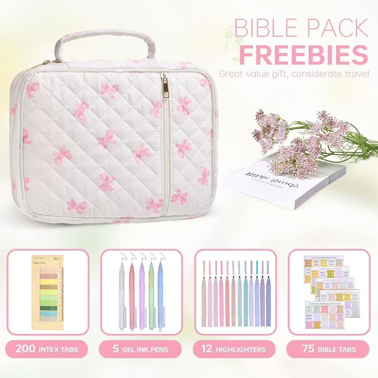 Quilted Cotton Book Storage Bag Portable Travel Prayer Book Cover Dustproof Book Sleeve For Bible Notebook Organizer