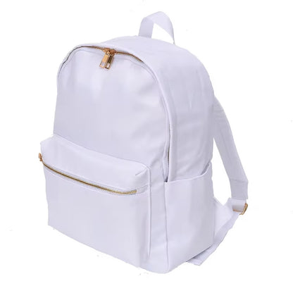 Waterproof Backpack Casual School Bag Large Capacity Solid Color Nylon Storage Bag For Student