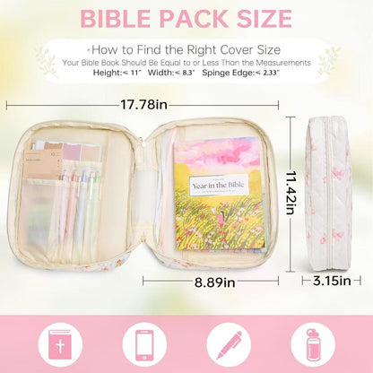 Quilted Cotton Book Storage Bag Portable Travel Prayer Book Cover Dustproof Book Sleeve For Bible Notebook Organizer