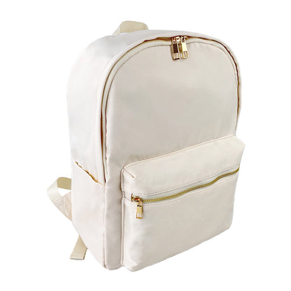 Waterproof Backpack Casual School Bag Large Capacity Solid Color Nylon Storage Bag For Student