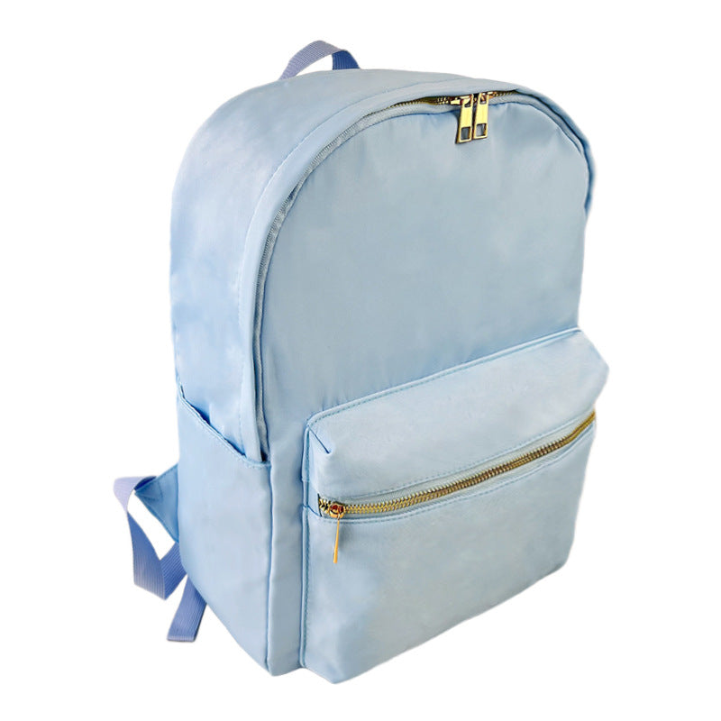 Waterproof Backpack Casual School Bag Large Capacity Solid Color Nylon Storage Bag For Student