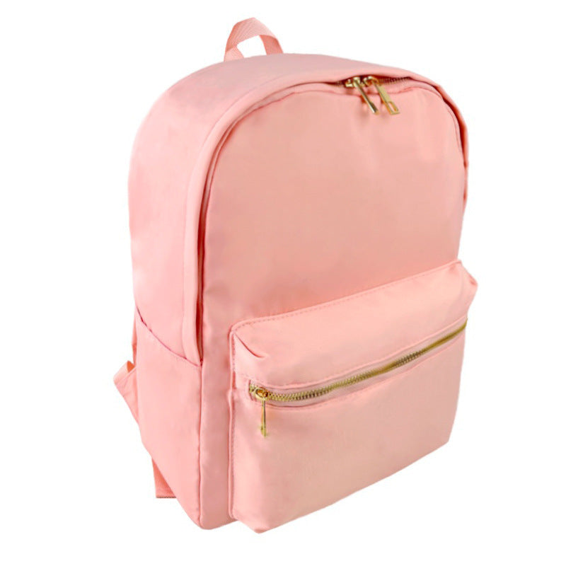 Waterproof Backpack Casual School Bag Large Capacity Solid Color Nylon Storage Bag For Student