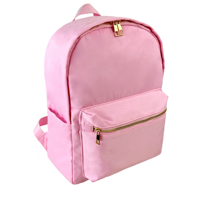 Waterproof Backpack Casual School Bag Large Capacity Solid Color Nylon Storage Bag For Student