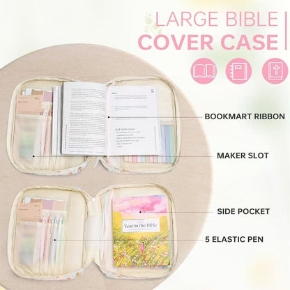 Quilted Cotton Book Storage Bag Portable Travel Prayer Book Cover Dustproof Book Sleeve For Bible Notebook Organizer