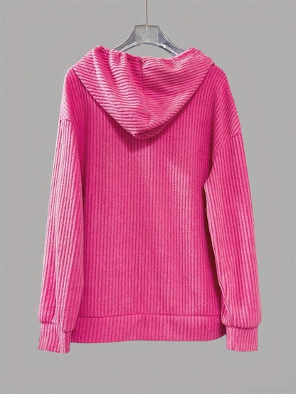 Solid color hooded long-sleeved sweatshirt